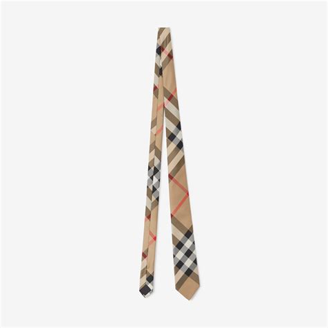 burberry cut micro square silk tie|Check Silk Tie in Archive beige .